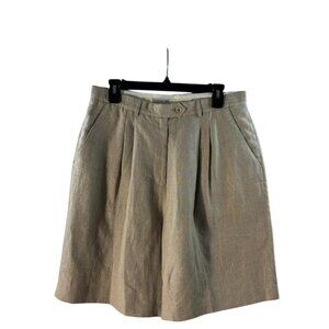 Trouser Etc New York Beige/Tan  Linen Pleated Shorts Size 12
